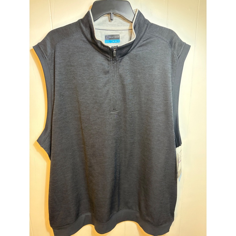 PGA TOUR Mens XXL Golf Vest 1/4 Zip Sunflux Motionflux Heather Black BC042